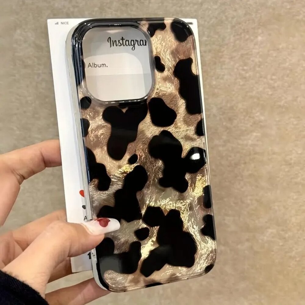 Apple iPhone Case Black and Silver Leopard Print - Picture 4 of 4